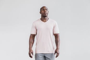 Rose Men's Nobull Lightweight V-Neck T Shirts | USA697231