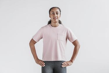 Rose Women's Nobull Heavyweight Pocket Boxy T Shirts | USA743290