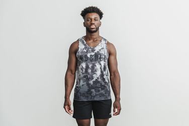 White Black Men's Nobull Dip-Dye Tank Tops | USA760215