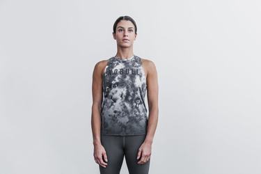 White Black Women's Nobull High-Neck Dip-Dye Tank Tops | USA308726