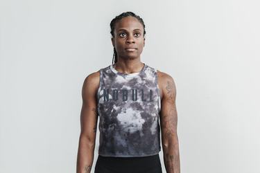 White Black Women's Nobull Muscle Dip-Dye Tank Tops | USA814309