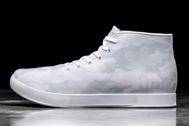 White Camo Men's Nobull Canvas Mid Trainers | USA781269