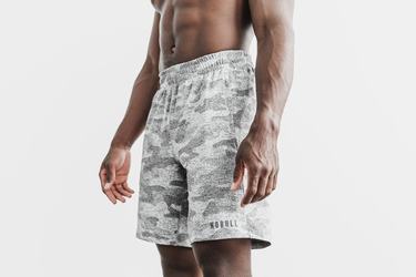 White Camo Men's Nobull Lightweight Knit 9" Shorts | USA159723