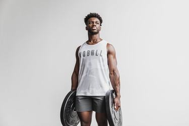 White Camo Men's Nobull Tank Tops | USA368917