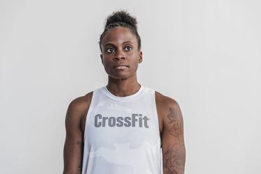 White Camo Women's Nobull Crossfit® High-Neck Tank Tops | USA953047