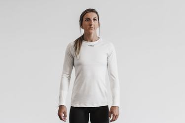 White Camo Women's Nobull Lightweight Textured Long Sleeves | USA205617