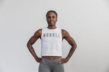 White Camo Women's Nobull Muscle Tank Tops | USA983052