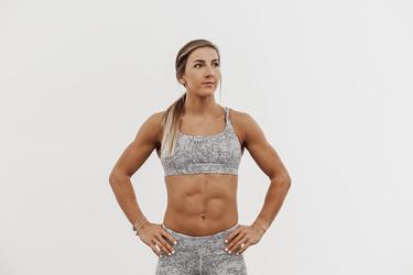 White Camo Women's Nobull Plush Heather Sports Bras | USA508972