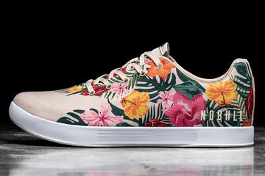 White Floral Men's Nobull Canvas Trainers | USA293751