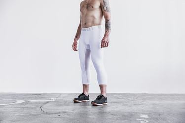 White Men's Nobull 3/4 Compression Tight Tights | USA946820