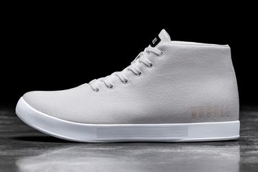 White Men's Nobull Canvas Mid Trainers | USA138954