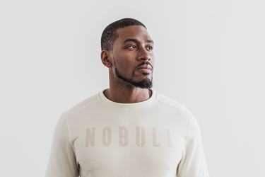 White Men's Nobull Crew Sweatshirts | USA690381