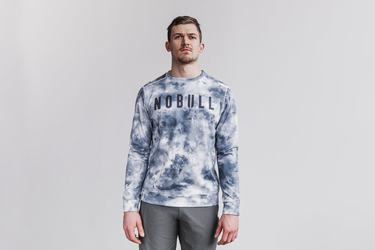 White Men's Nobull Crew Tie-Dye Sweatshirts | USA509281