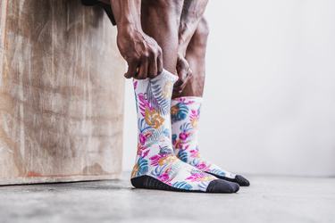 White Men's Nobull Crew Tropical Socks | USA671932