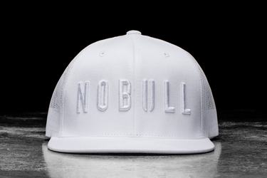 White Men's Nobull Flat-Brim Trucker Hats | USA923670