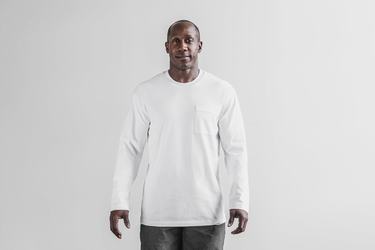 White Men's Nobull Heavyweight Pocket Long Sleeves | USA924568