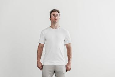 White Men's Nobull Lightweight T Shirts | USA967150