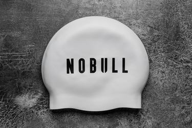 White Men's Nobull Long Hair Swim Cap | USA273698