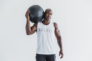 White Men's Nobull Tank Tops | USA724350