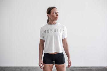 White Women's Nobull Boxy T Shirts | USA729084