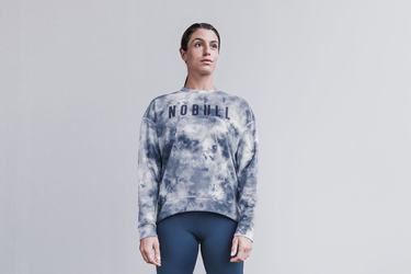 White Women's Nobull Crew Tie-Dye Sweatshirts | USA894657