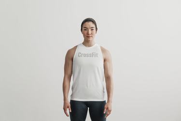 White Women's Nobull Crossfit® High-Neck Tank Tops | USA279483