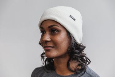 White Women's Nobull Cuffed Beanie | USA274936