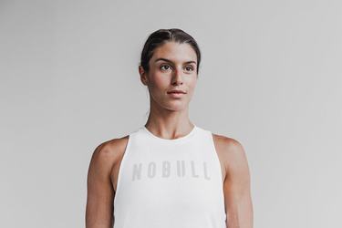 White Women's Nobull High-Neck Classic Colors Tank Tops | USA742803