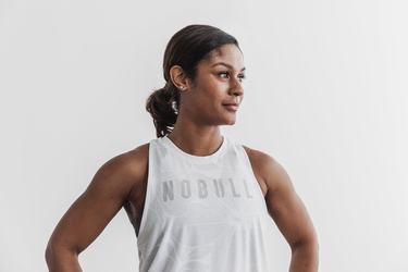 White Women's Nobull High-Neck Tank Tops | USA017259