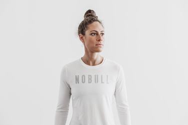 White Women's Nobull Long Sleeves | USA784162