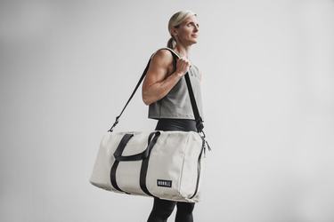 White Women's Nobull Waxed Canvas Duffle | USA594261