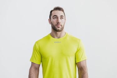 Yellow Camo Men's Nobull Lightweight Textured T Shirts | USA136804