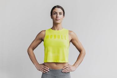 Yellow Camo Women's Nobull Muscle Neon Tank Tops | USA047691