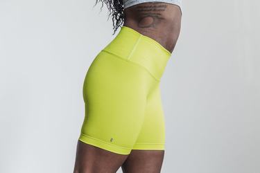 Yellow Women's Nobull High-Rise 6" Neon Ribbed Shorts | USA351870