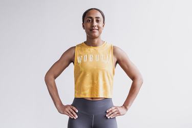 Yellow Women's Nobull Muscle Tank Tops | USA645097