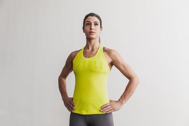 Yellow Women's Nobull Racerback Neon Tank Tops | USA598130